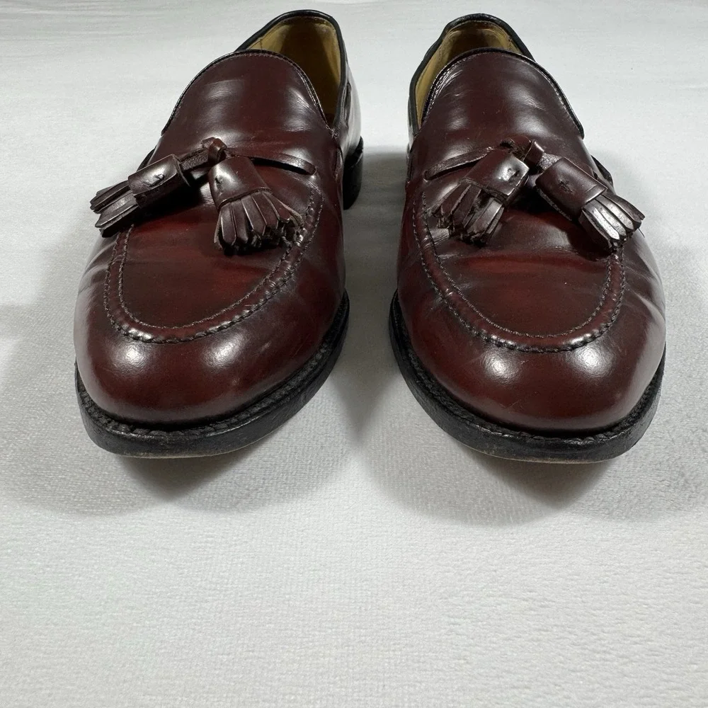 Allen Edmonds Men's Size 9 C Grayson Burgundy Leather Moc Toe Tassel Loafers USA